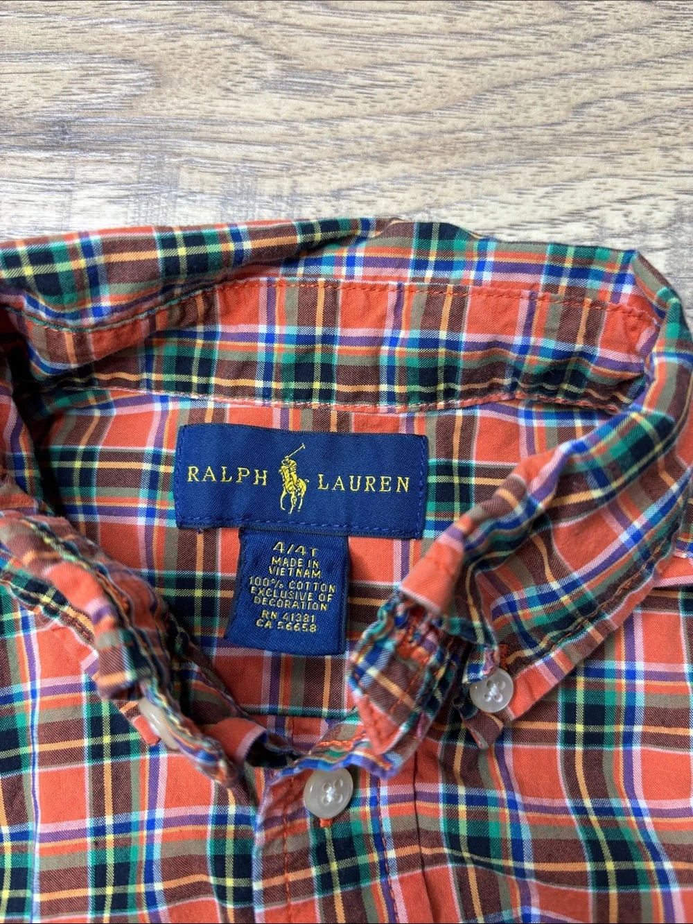 Toddler Ralph Lauren Orange Plaid Button-Down Shirt Size 4T